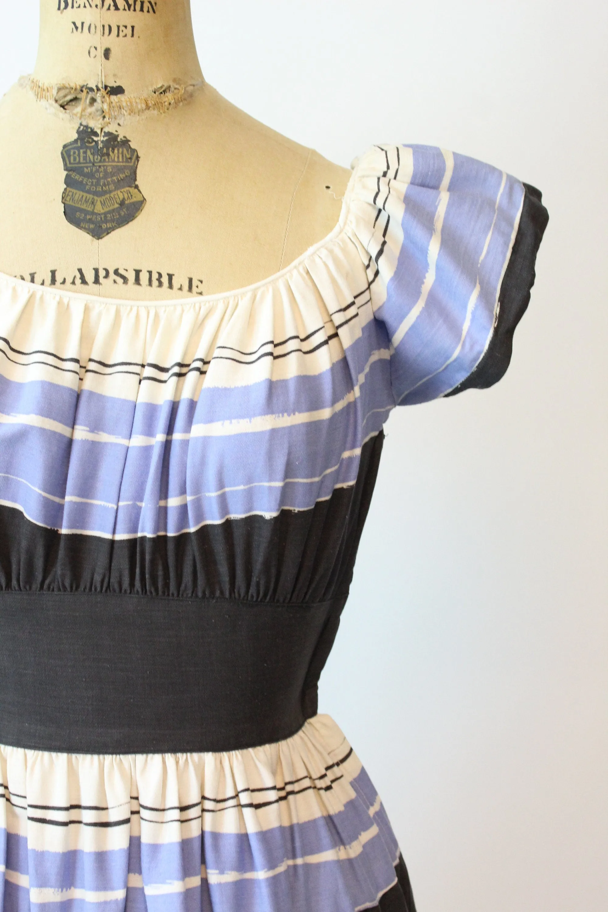 1940s PAINT STRIPES cotton gown dress xxs | new spring summer