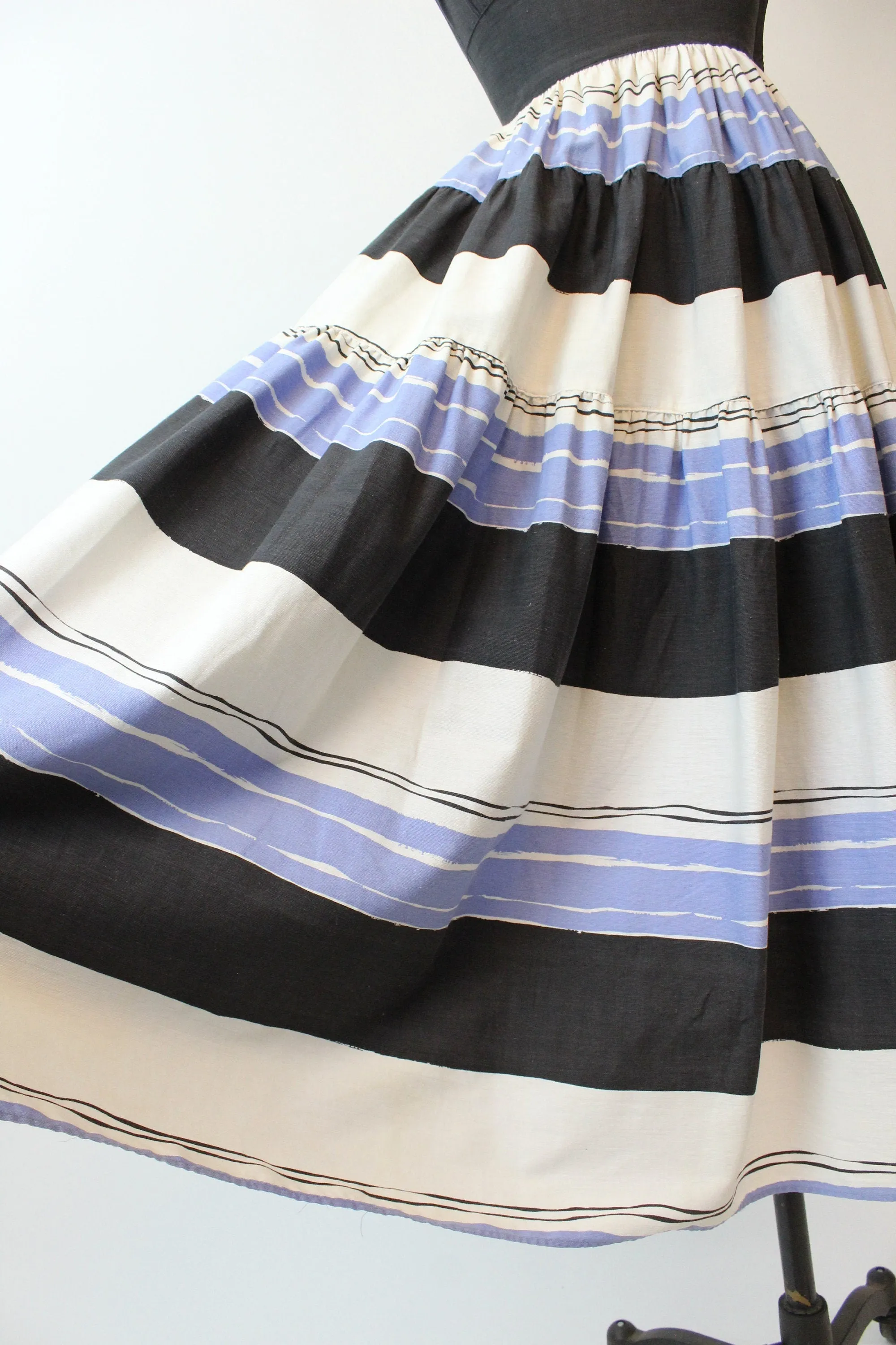 1940s PAINT STRIPES cotton gown dress xxs | new spring summer
