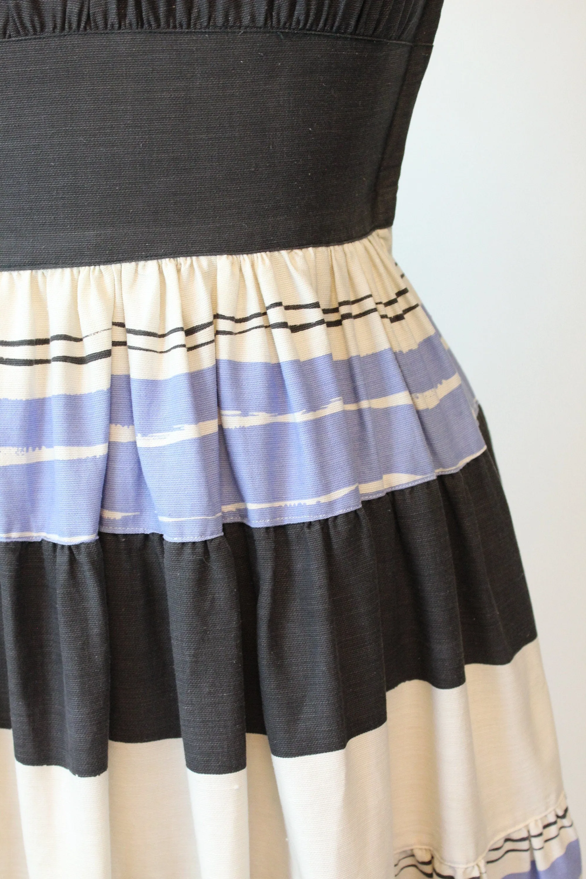 1940s PAINT STRIPES cotton gown dress xxs | new spring summer