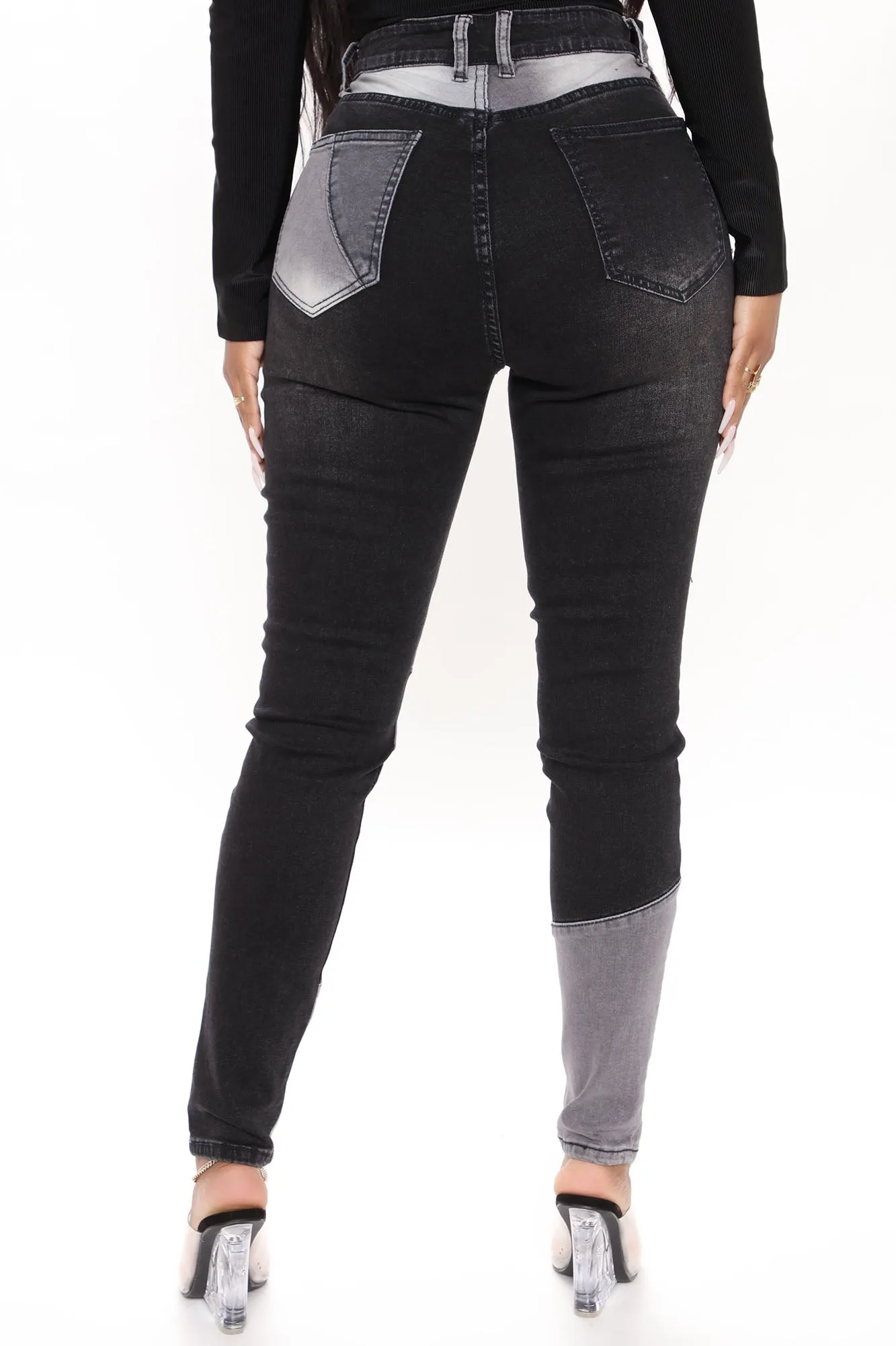 All Fixed Up Patchwork Skinny Jeans - Black/combo