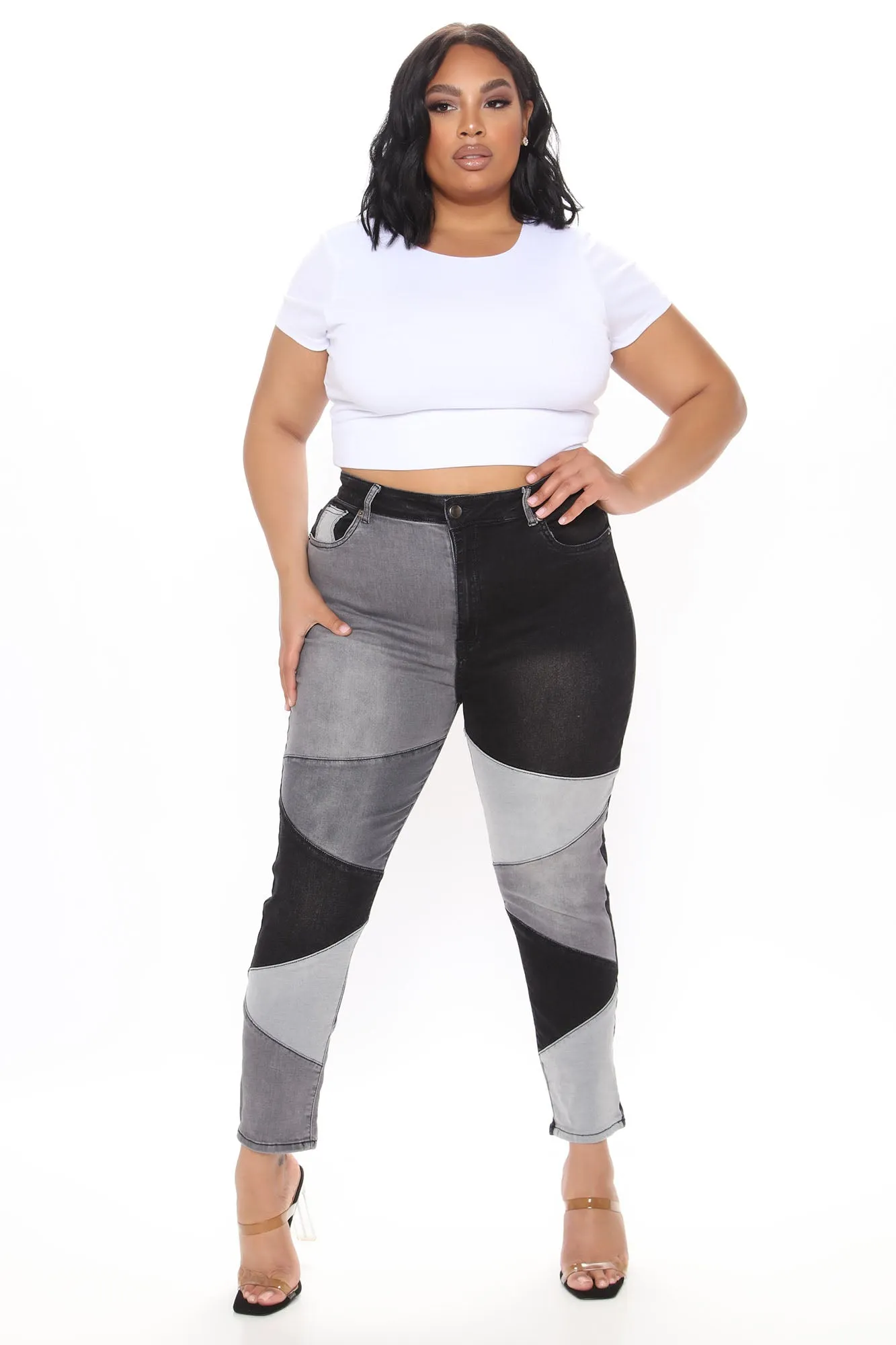 All Fixed Up Patchwork Skinny Jeans - Black/combo