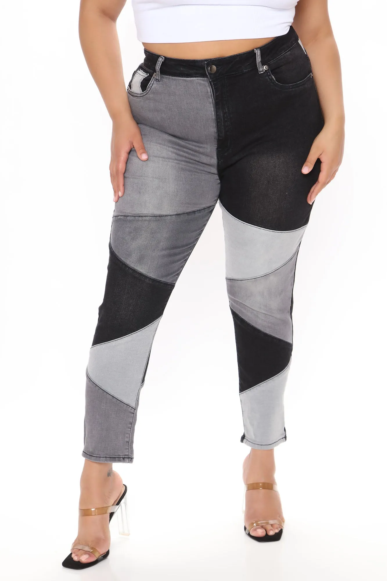 All Fixed Up Patchwork Skinny Jeans - Black/combo