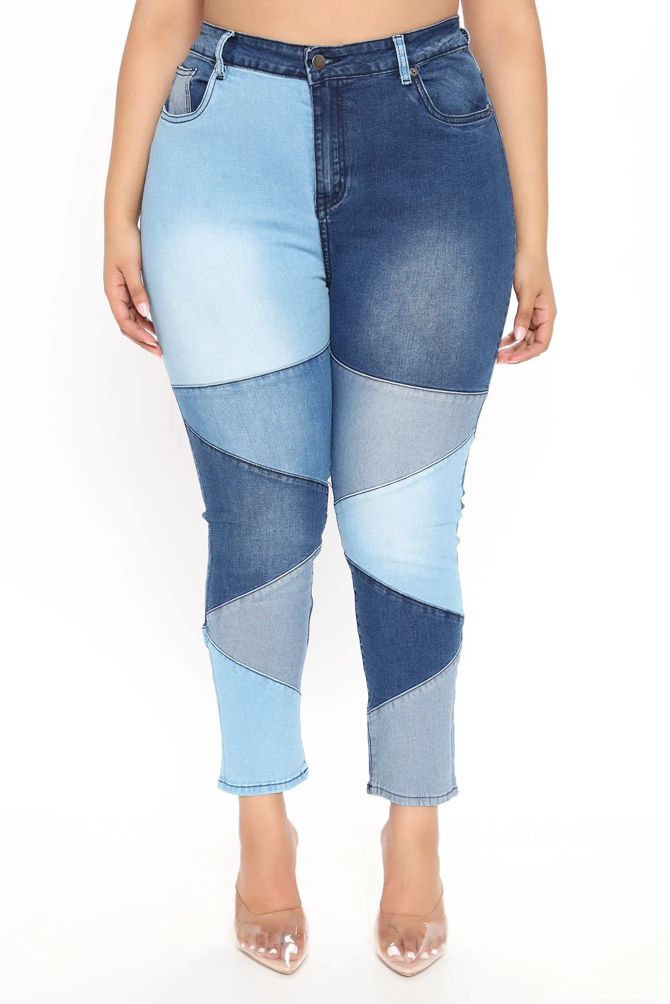 All Fixed Up Patchwork Skinny Jeans - Blue/combo
