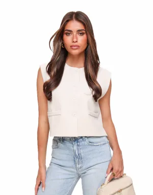 Beige Basic Cropped - Gilet