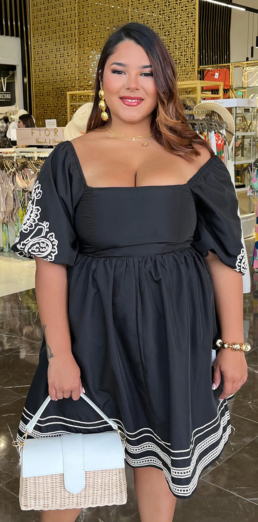 Black Peasant Dress