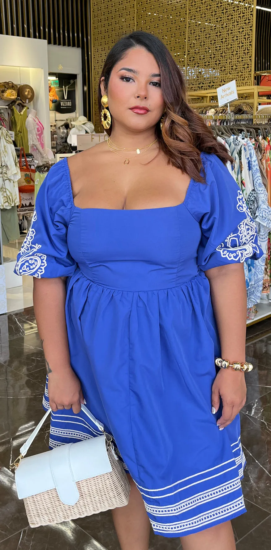 Blue Peasant Dress