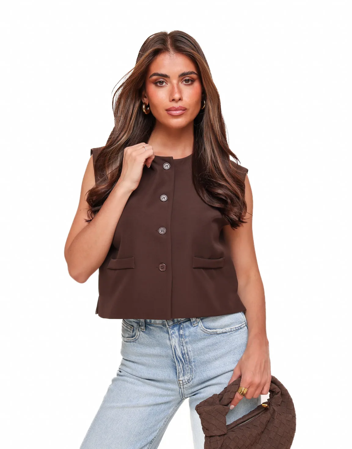 Bruine Basic Cropped - Gilet