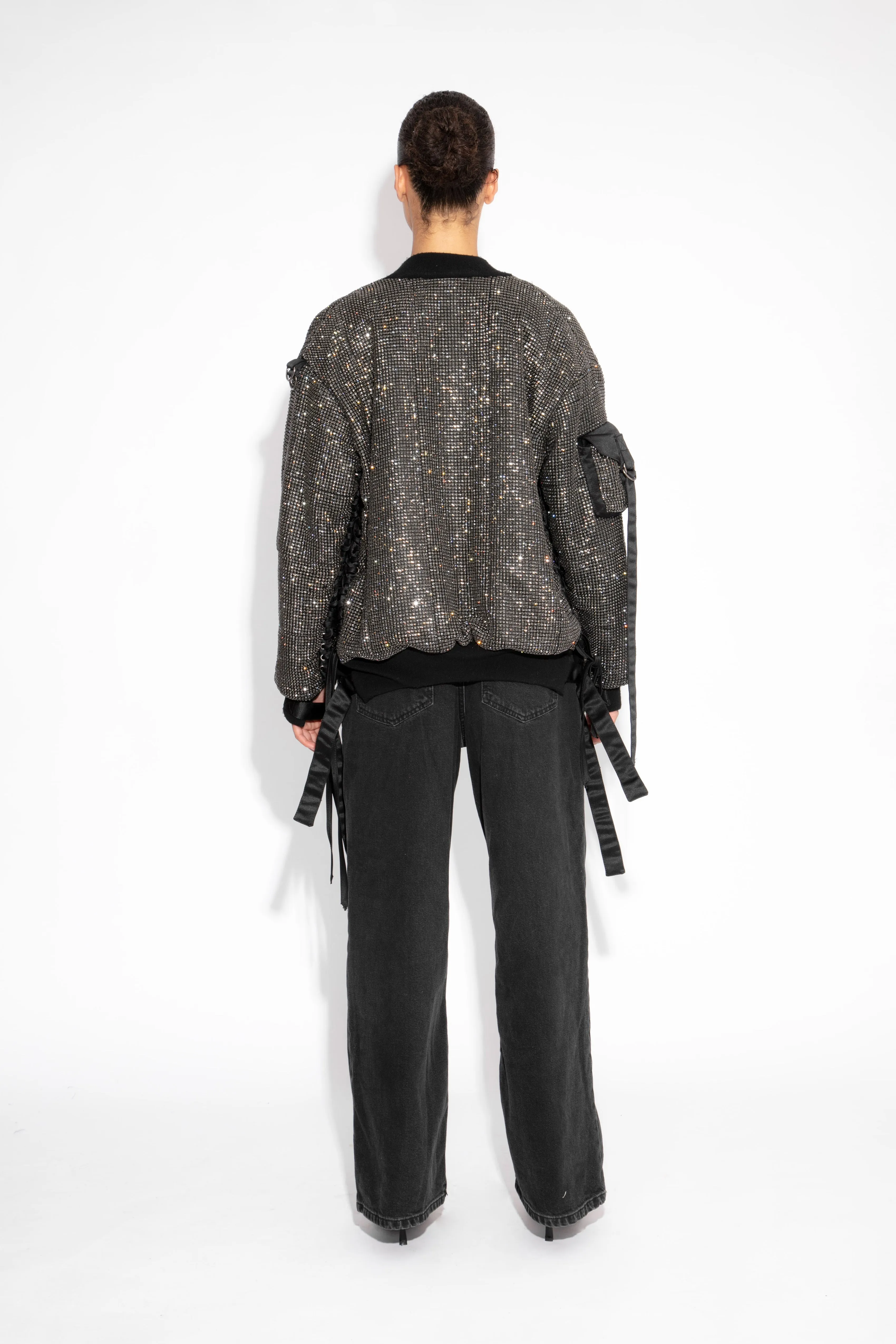 Crystal Bomber Jacket in Black
