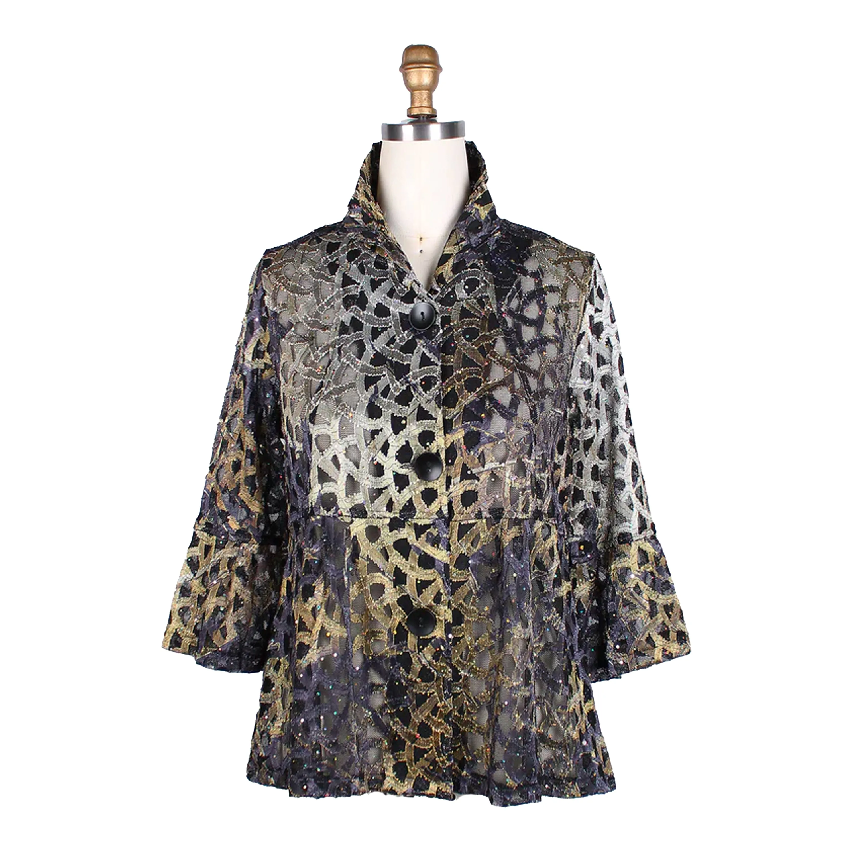 Damee Sequin Soutache Jacket in Gold - 400-GLD - Sizes L & XL