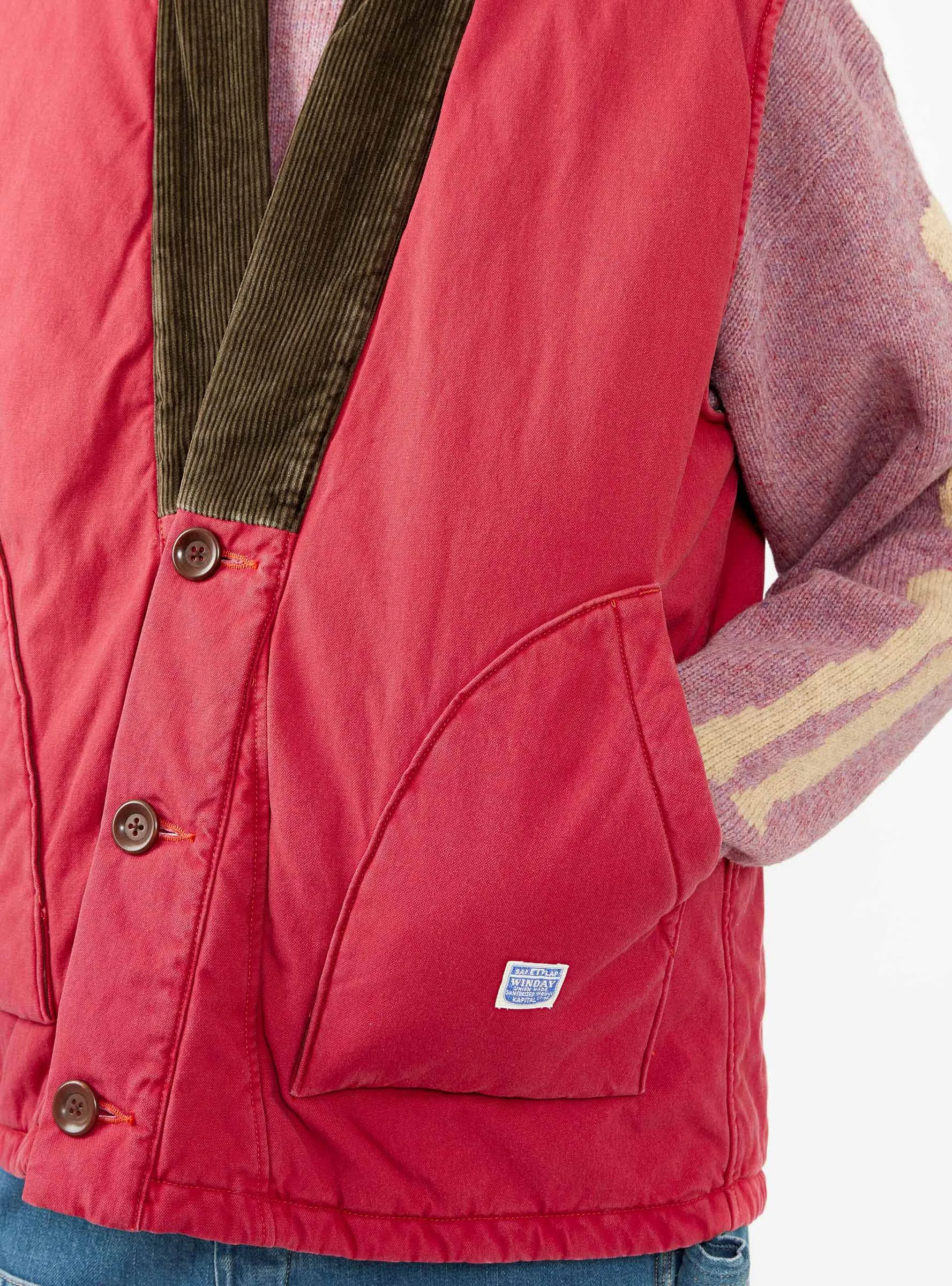 Dotera Canvas Vest Pink & Red