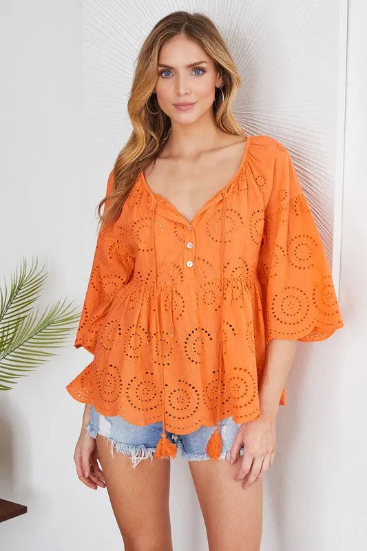 Eyelet Peasant Shirt