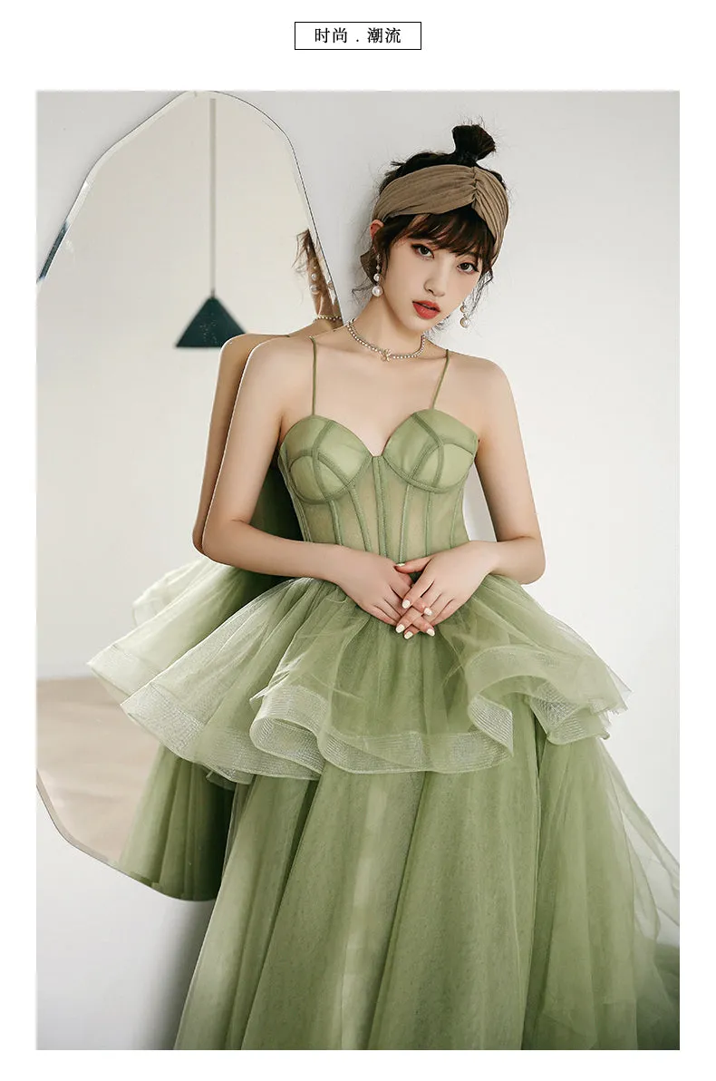 kamahe Straps sage green ball gown spring formal prom dress