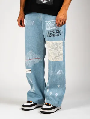 Light Blue Paisley Patch Jeans