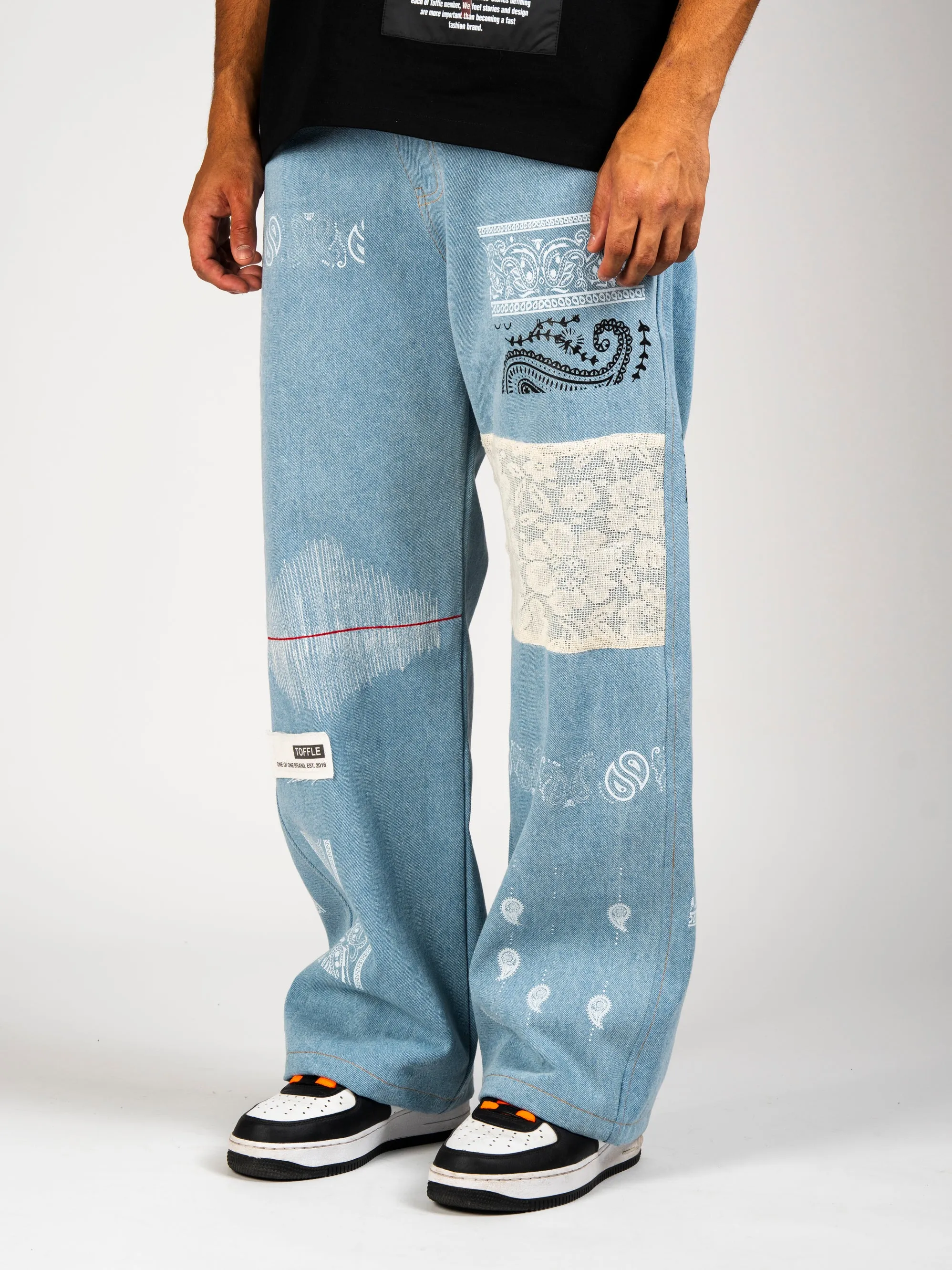 Light Blue Paisley Patch Jeans