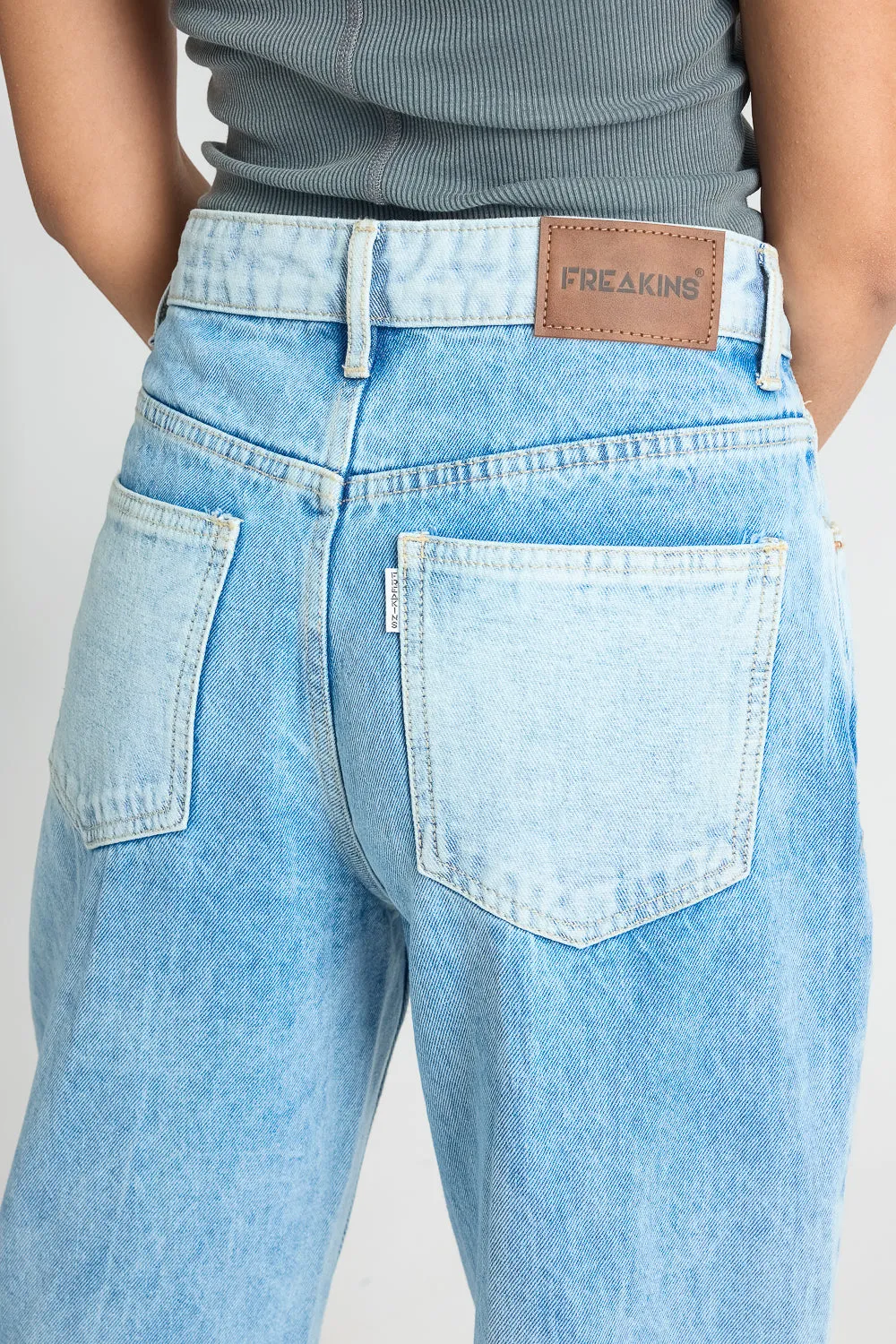 Light Blue Patchwork Straight Jeans