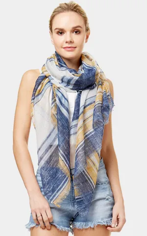 LOF1059 Striped Lurex Print Oblong Scarf