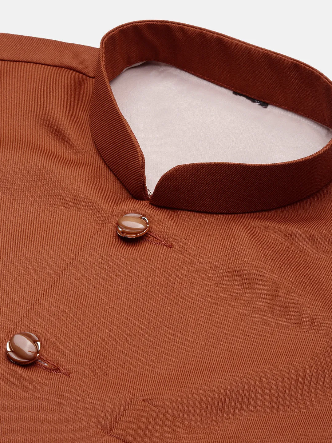 Men Rust Woven Slim-Fit Nehru Jackets