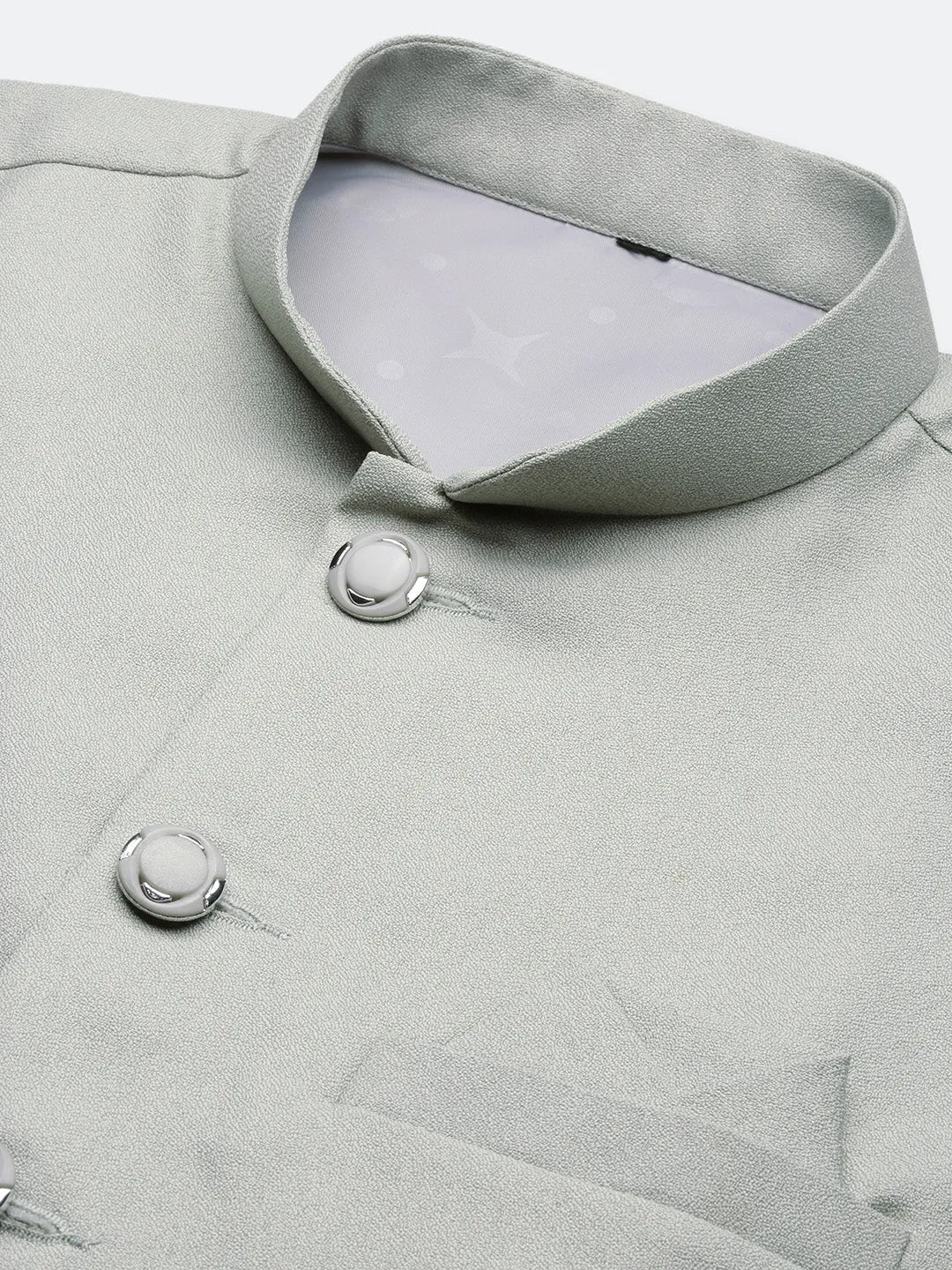 Men Sea Green Woven Slim-Fit Nehru Jackets