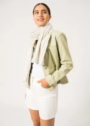 Promenade Striped Scarf  cotton (BLANC/AMANDIER)