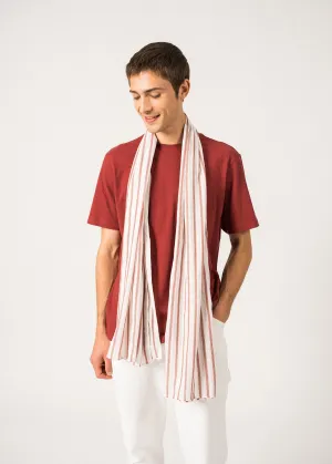 Promenade Striped Scarf  cotton (BLANC/TERRACOTTA)