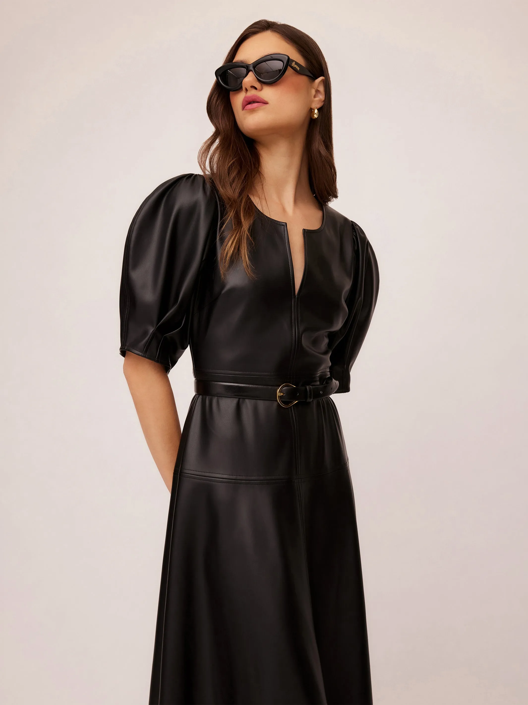 Sierra Faux Leather Midi Dress