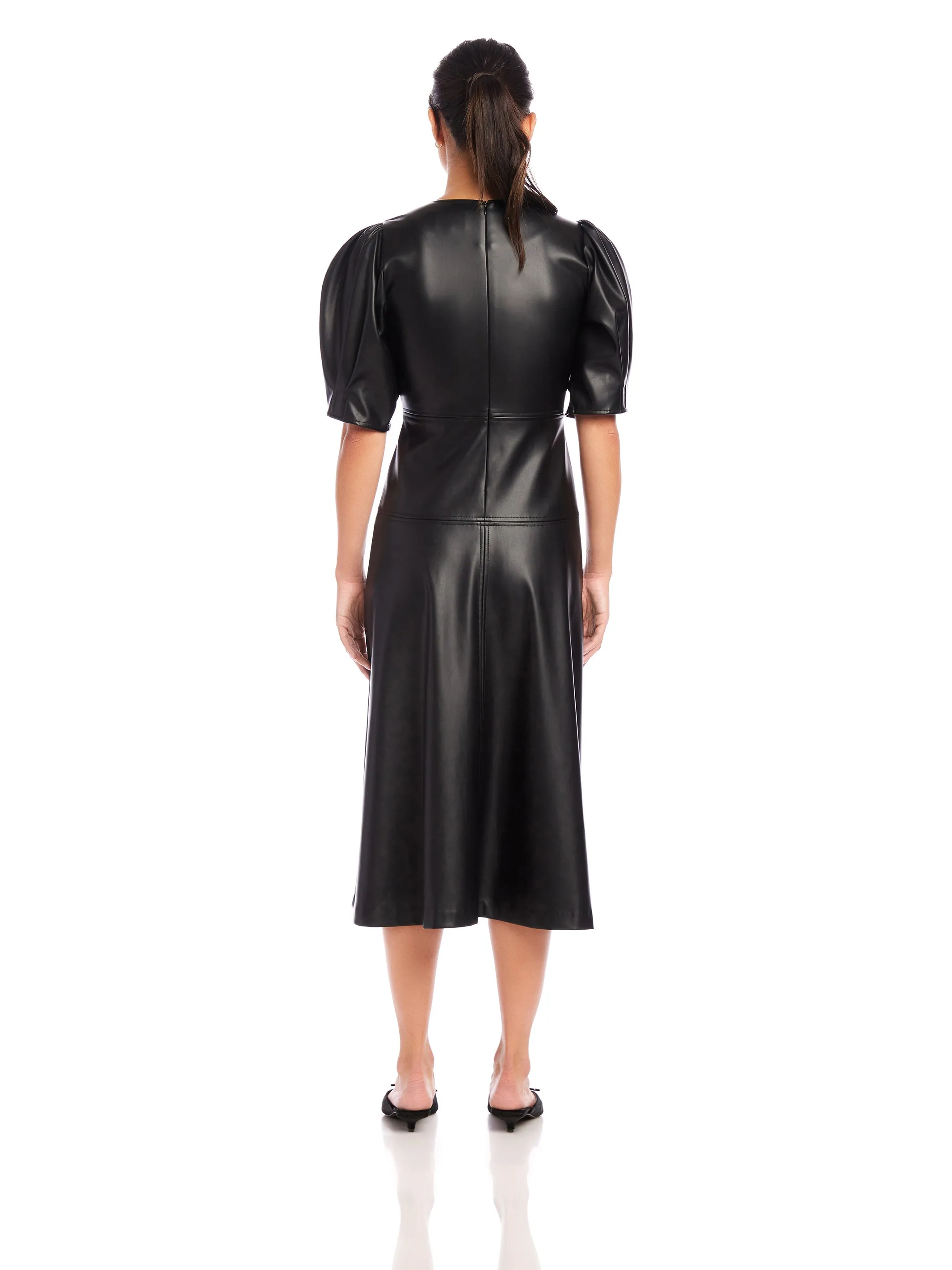 Sierra Faux Leather Midi Dress