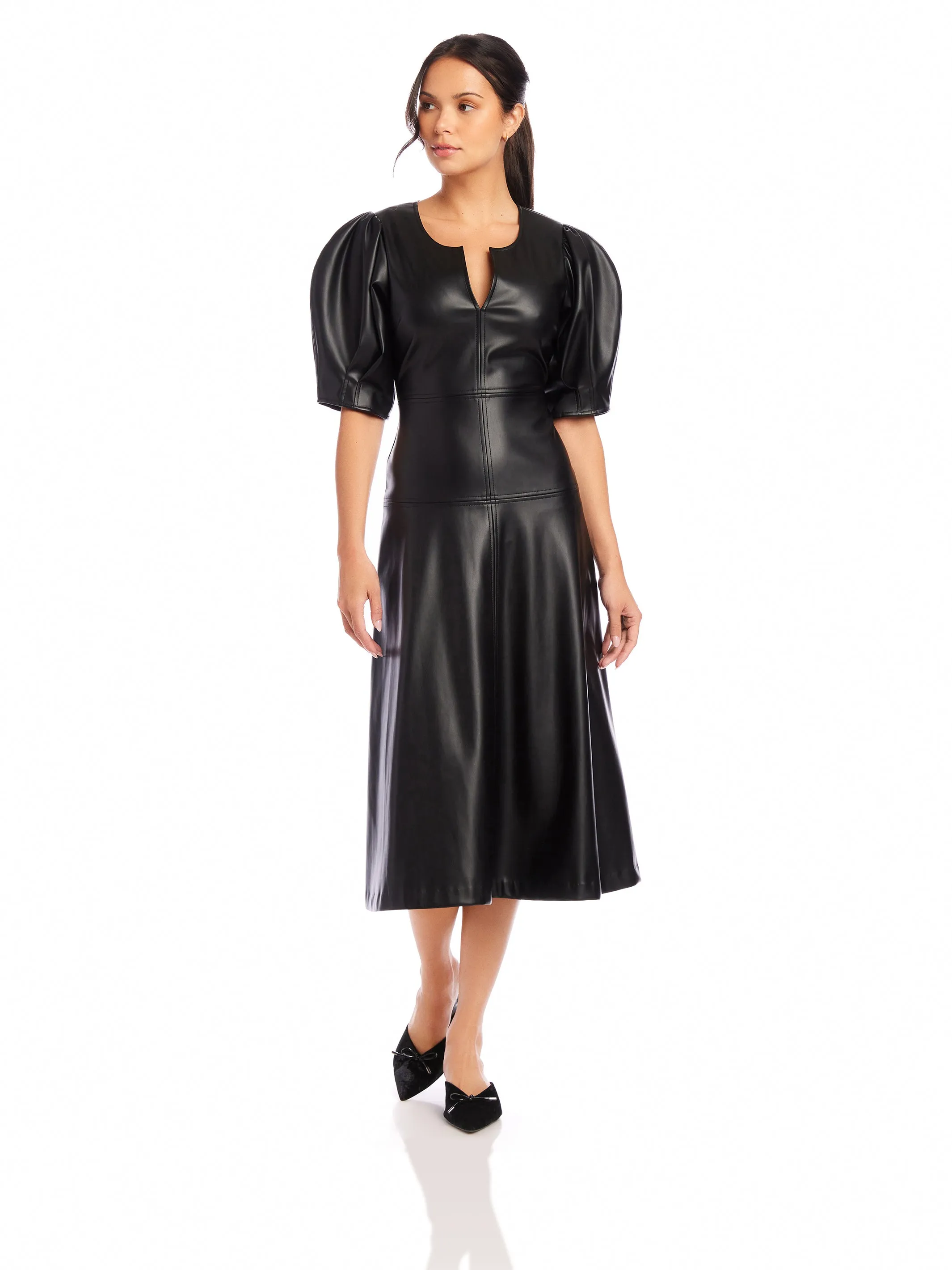 Sierra Faux Leather Midi Dress