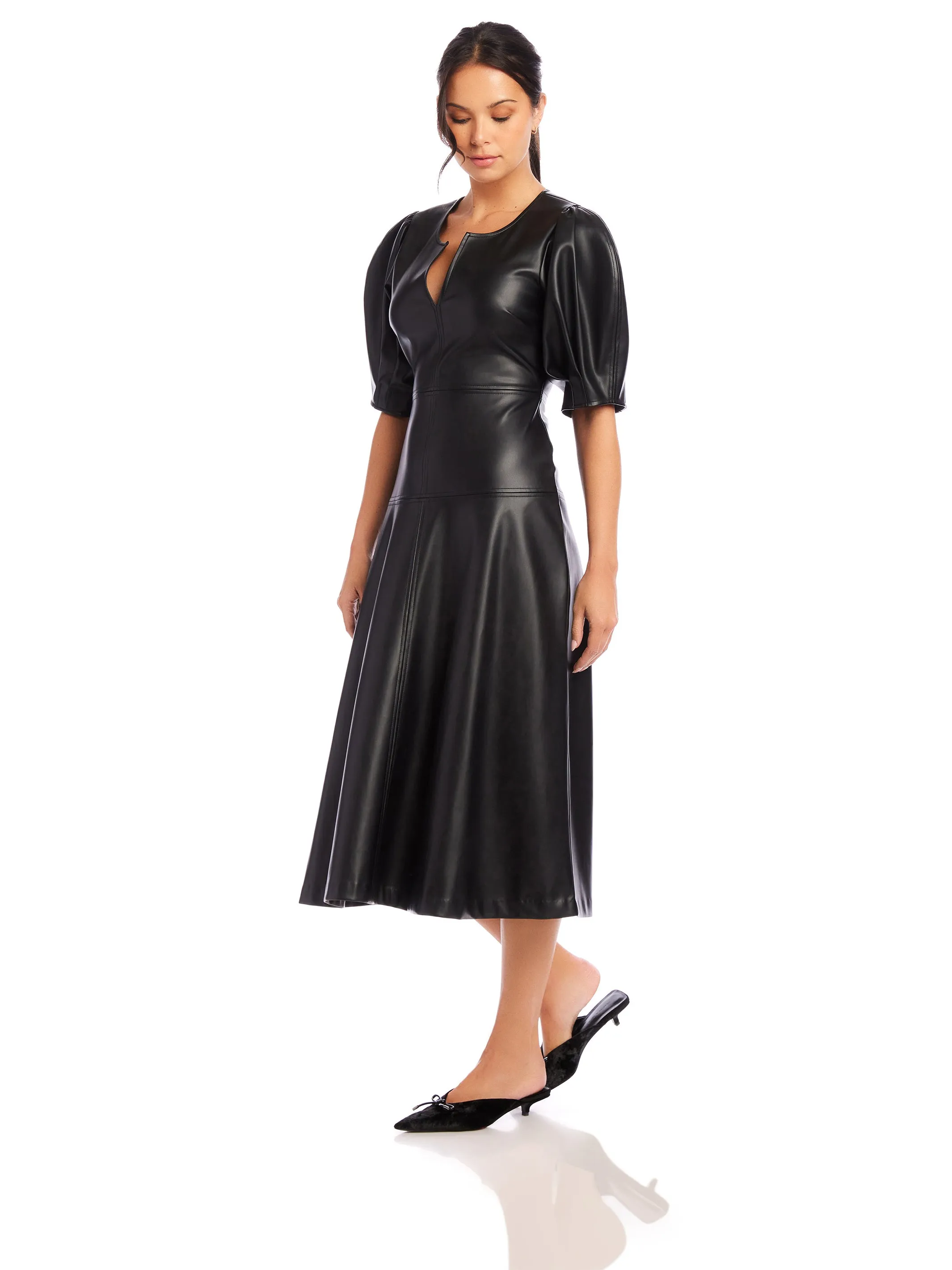 Sierra Faux Leather Midi Dress