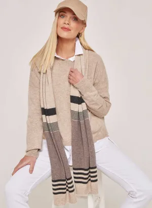 Striped Cashmere Scarf - Chinchilla