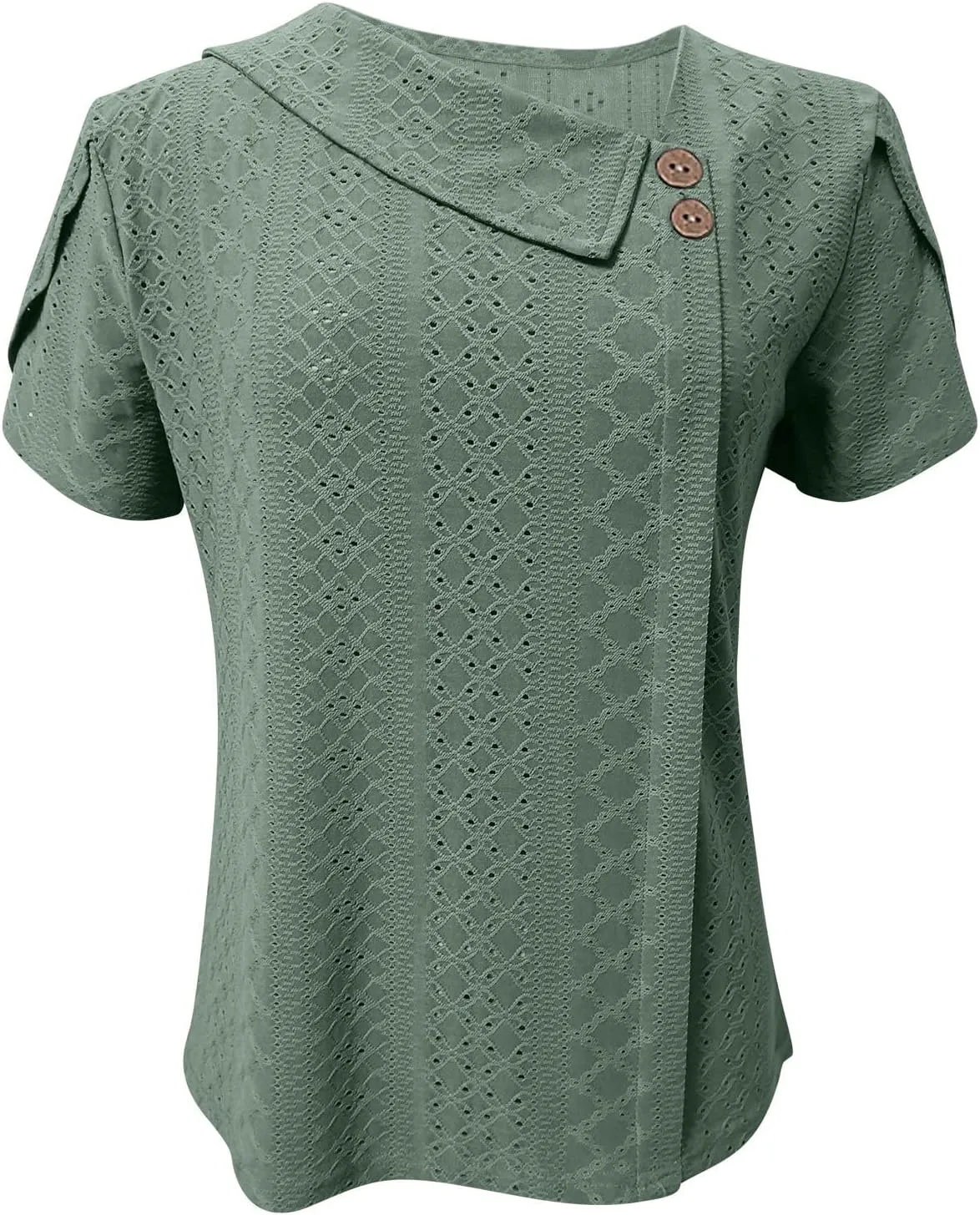 T Shirt for Women Trendy Summer Petal Short Sleeve Tee V Neck Petite Tops Cute Lace Eyelet Blouses Dressy Casual Tunic