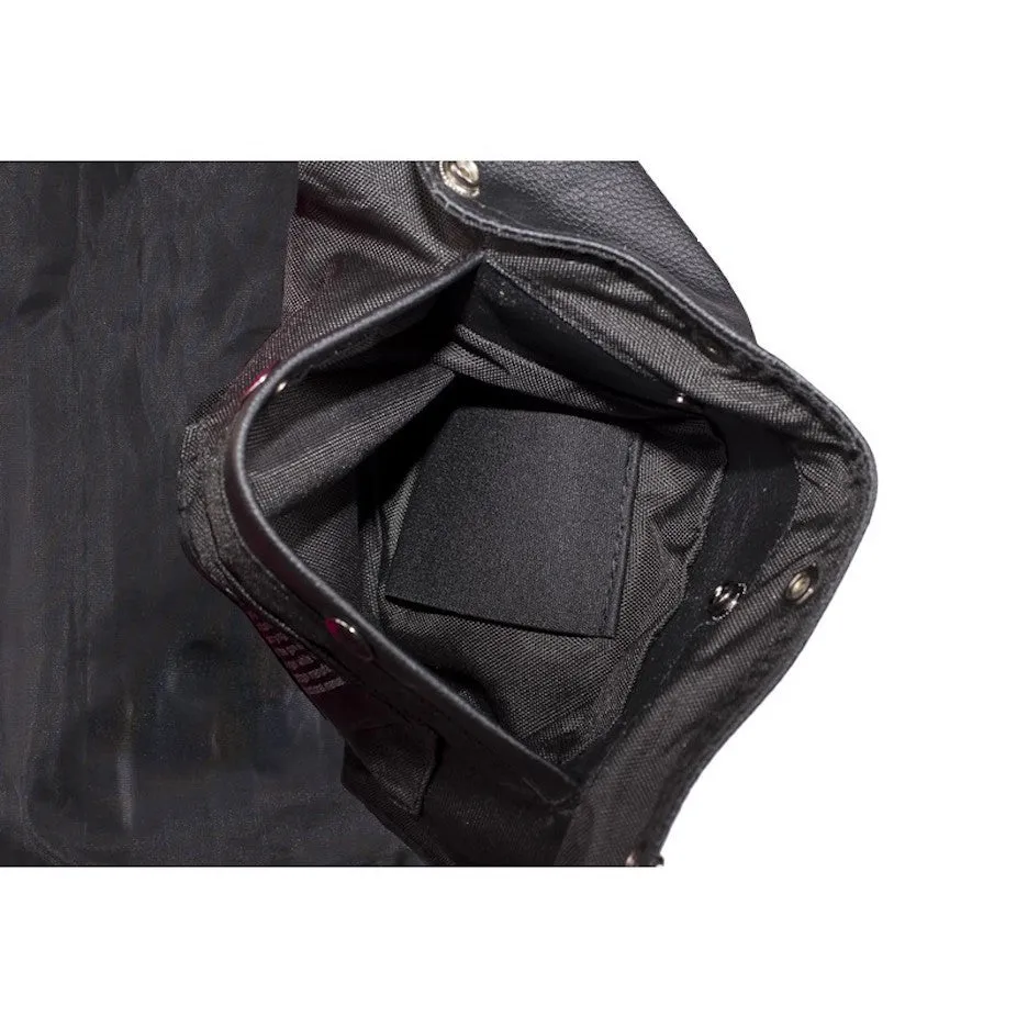 Womens Black Leather Motorcycle Vest With Braid on Front and Back Side Laces