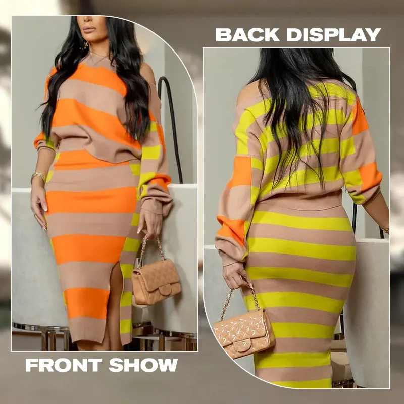 Women's Color Block Striped Sweater Dress