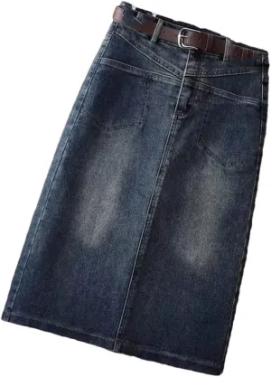Women's Denim Skirt Midi Jeans Skirts High Waist Offer A Line Streetwear Casual Skirt